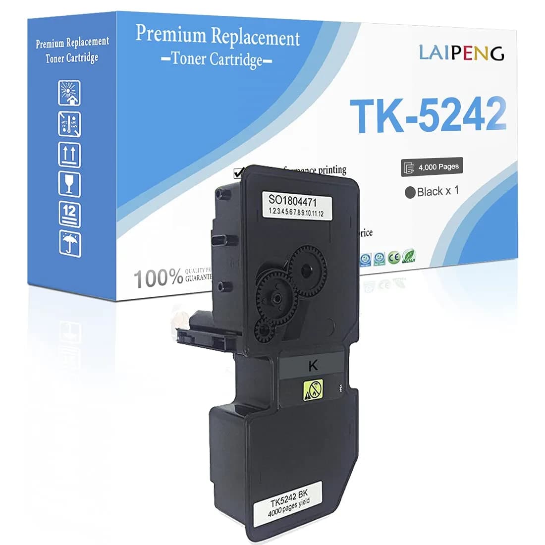 LAIPENG TK5242 Black Toner Cartridge Compatible for P5026cdn Printers | High Yield, 4000 Pages - main product image