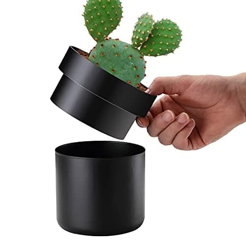 Younion Flower Pot Diversion Safe with Key Lock, Black 12cm (4.8''D x 5.2''H) | Hide Keys, Money, Jewelry thumbnail 3