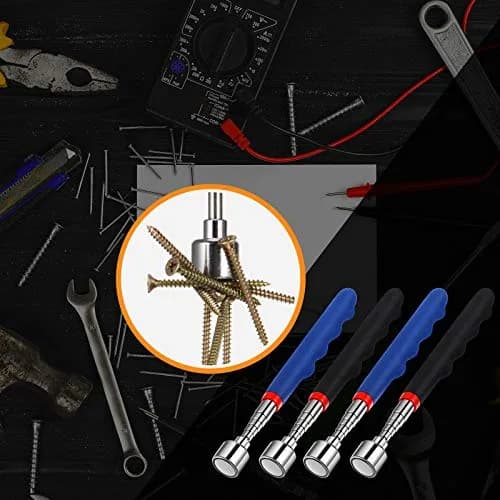 Patelai Telescoping Magnetic Pickup Tool Set 7-30 inch Extendable Stick | 20 lb Pull Force, 4-Piece Set, Blue & Black thumbnail 6