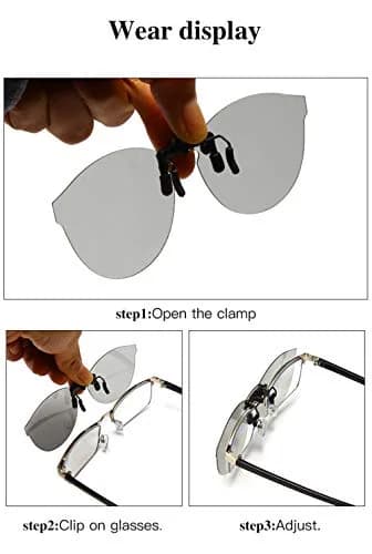 YAMEIZE Cat Eye Clip-on Sunglasses for Prescription Glasses | Polarized UV400 Protection, Blue Film thumbnail 4