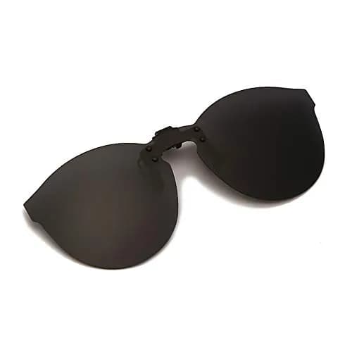 YAMEIZE Cat Eye Clip-on Sunglasses for Prescription Glasses, Grey 66mm Lens Width | Polarized UV400 Protection thumbnail 1