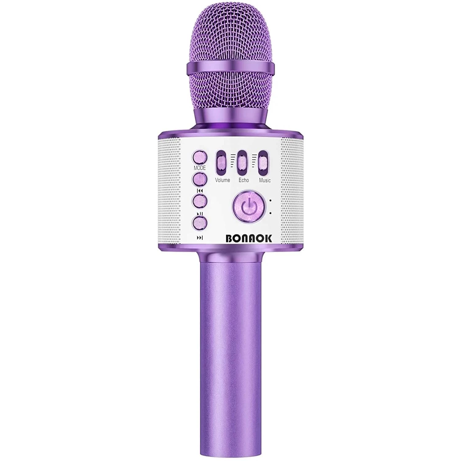 BONAOK Wireless Bluetooth Karaoke Microphone Q37 Light Purple | 3-in-1 Portable Mic Speaker for All Smartphones
