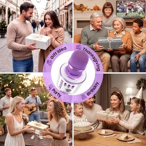 BONAOK Wireless Bluetooth Karaoke Microphone Q37 Light Purple | 3-in-1 Portable Mic Speaker for All Smartphones thumbnail 8