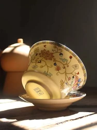 Eplze Ceramic Gaiwan Teacup 300ml (10oz) | Traditional Chinese Kung Fu Tea Cup with Lid thumbnail 5