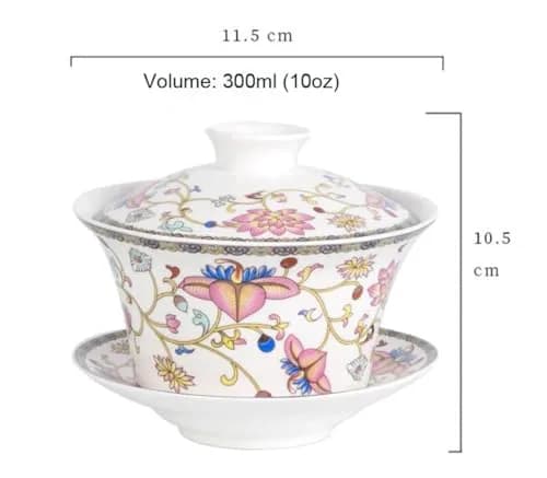Eplze Ceramic Gaiwan Teacup 300ml (10oz) | Traditional Chinese Kung Fu Tea Cup with Lid thumbnail 4