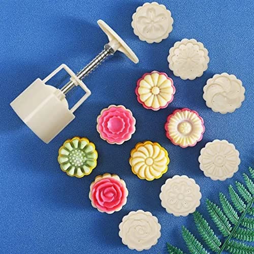 Luxiv Mooncake Mold Set 75g | 12 Patterns Round & Square, Food-Grade ABS, Reusable thumbnail 7