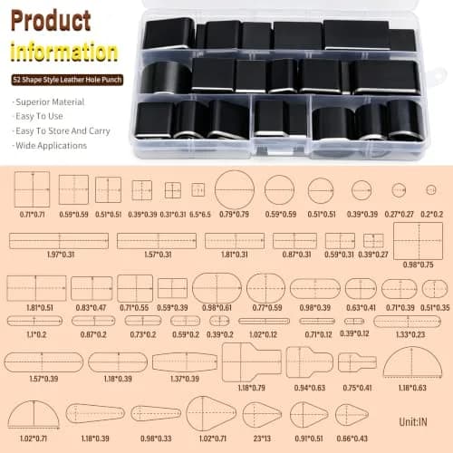 Yizzvb 52 Shape Style Leather Hole Punch Set | Alloy Steel Craft Tool thumbnail 2