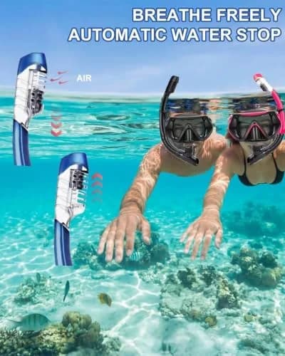 DIPUKI Snorkel Mask Snorkeling Set for Adults & Youth | Full Dry Snorkel & Tempered Glass (Black) thumbnail 5