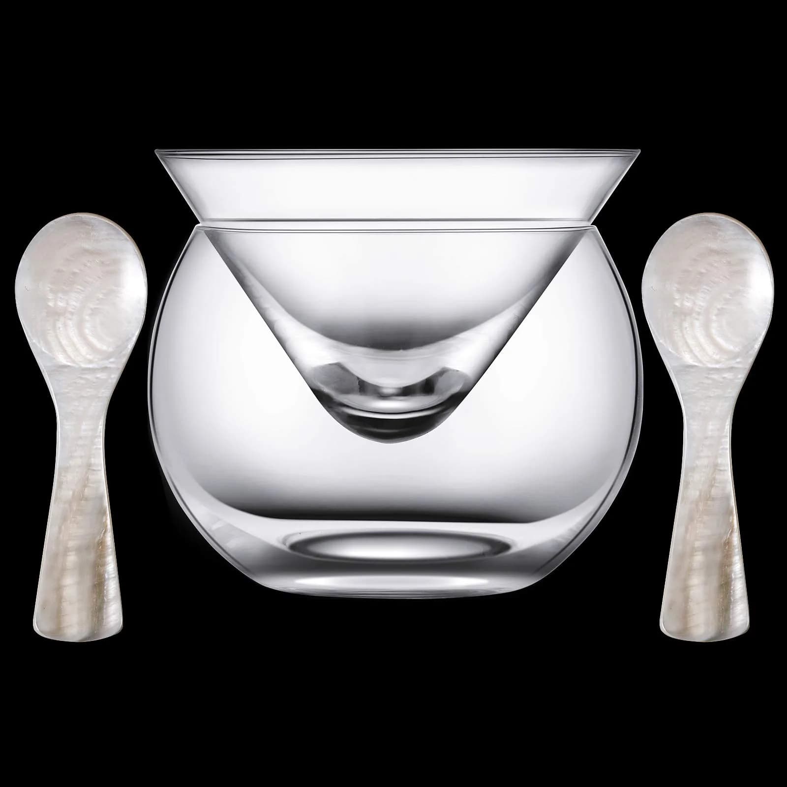 Patelai Caviar Serving Set, Glass Dish with 2 Pcs Caviar Spoons | Elegant & Durable - main product image