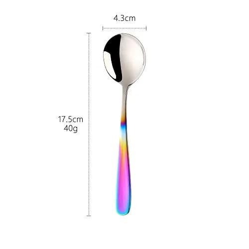 Buyer Star Bouillon Spoon Set, 7-Inch Round Soup Spoons, 6 Pieces | Gradient Rainbow thumbnail 2