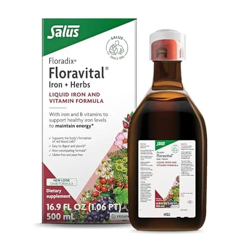 Floradix Floravital Liquid Iron Supplement, Vegan, Gluten-Free, 16.9 Fl Oz | Supports Iron Absorption & Energy thumbnail 1