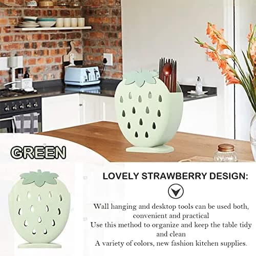 AKOAK Strawberry Chopsticks Stand 14.3cm (5.63 inch) | Kitchen Utensil Organizer with Fast Drainage thumbnail 7