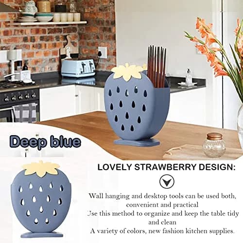 AKOAK Strawberry Chopsticks Stand Holder, Kitchen Utensil Organizer, Dark Blue | 14.3cm (5.63 inch) thumbnail 7