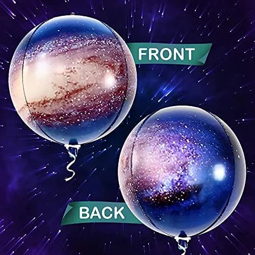KatchOn 22 Inch Galaxy Balloons (Pack of 6) | 360 Degree 4D Round Sphere Mylar Foil Balloons for Space Themed Party Decorations thumbnail 7