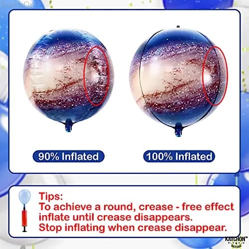 KatchOn 22 Inch Galaxy Balloons (Pack of 6) | 360 Degree 4D Round Sphere Mylar Foil Balloons for Space Themed Party Decorations thumbnail 3