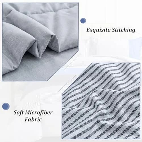 WONGS BEDDING Blue Comforter Set King | Reversible Grey & Blue Down Alternative Bedding thumbnail 6