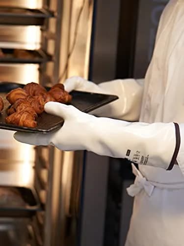 LANON Protection 15" Liquid Silicone Oven Mitts | Heat Resistant, CoralAir Liner, White, Large thumbnail 5
