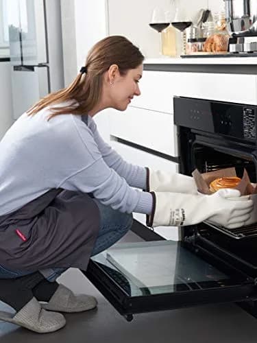 LANON Protection 15" Liquid Silicone Oven Mitts | Heat Resistant, CoralAir Liner, White, Large thumbnail 3