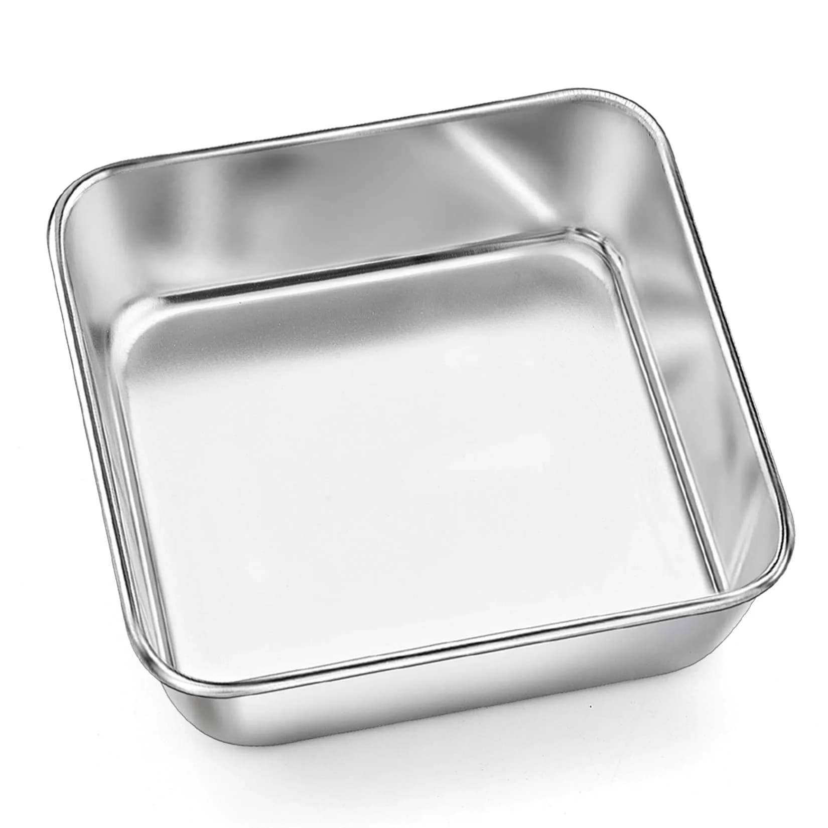 P&P CHEF Square Baking Pan 6x6 Inch (15.2x15.2 cm) | Heavy Duty Stainless Steel for Brownies & Cakes — 6 Inch