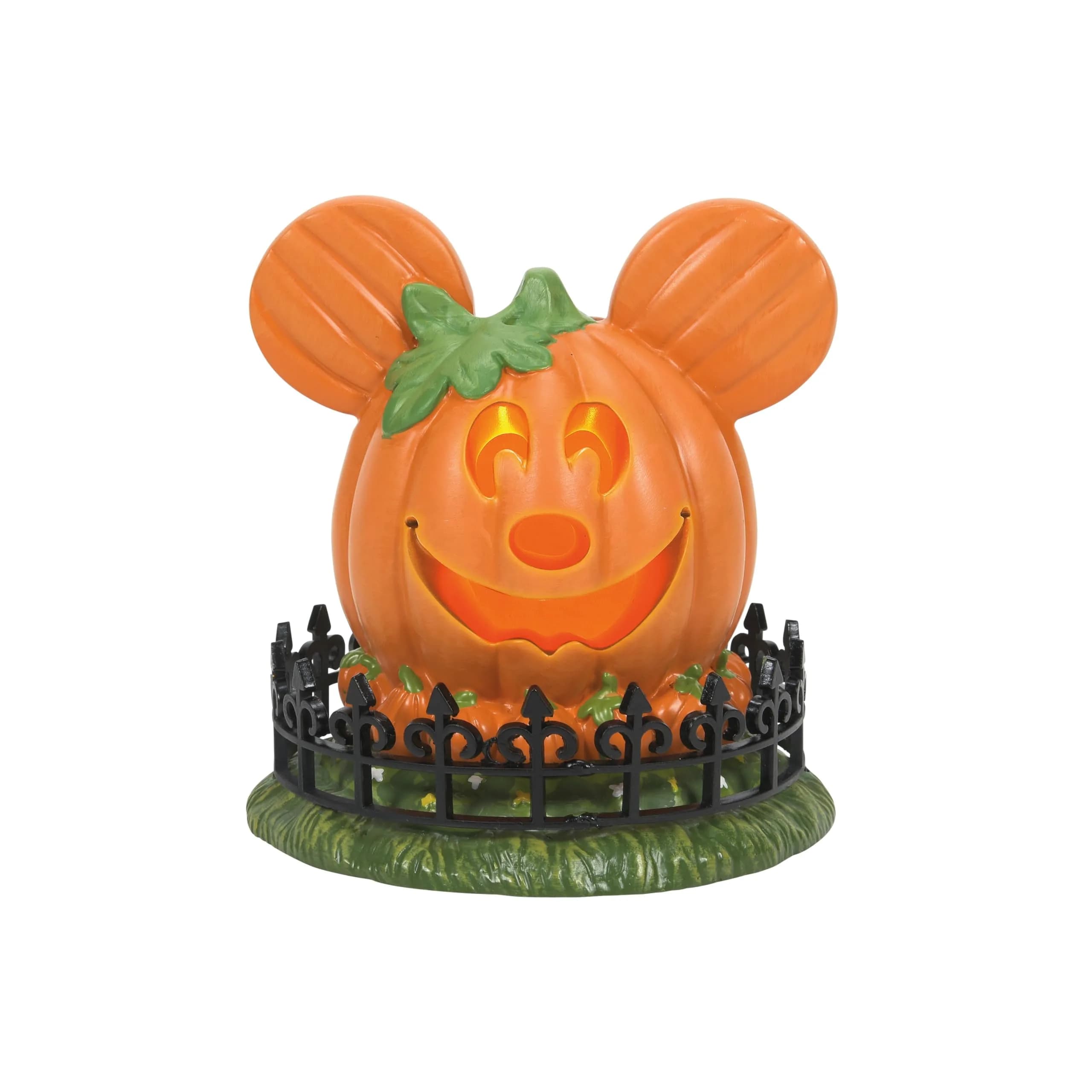 Department 56 Disney Village Halloween Pumpkintown Mickey Mouse Town Center Lit Figurine 10 cm (4 Inch) | Hand-Painted Resin Decor