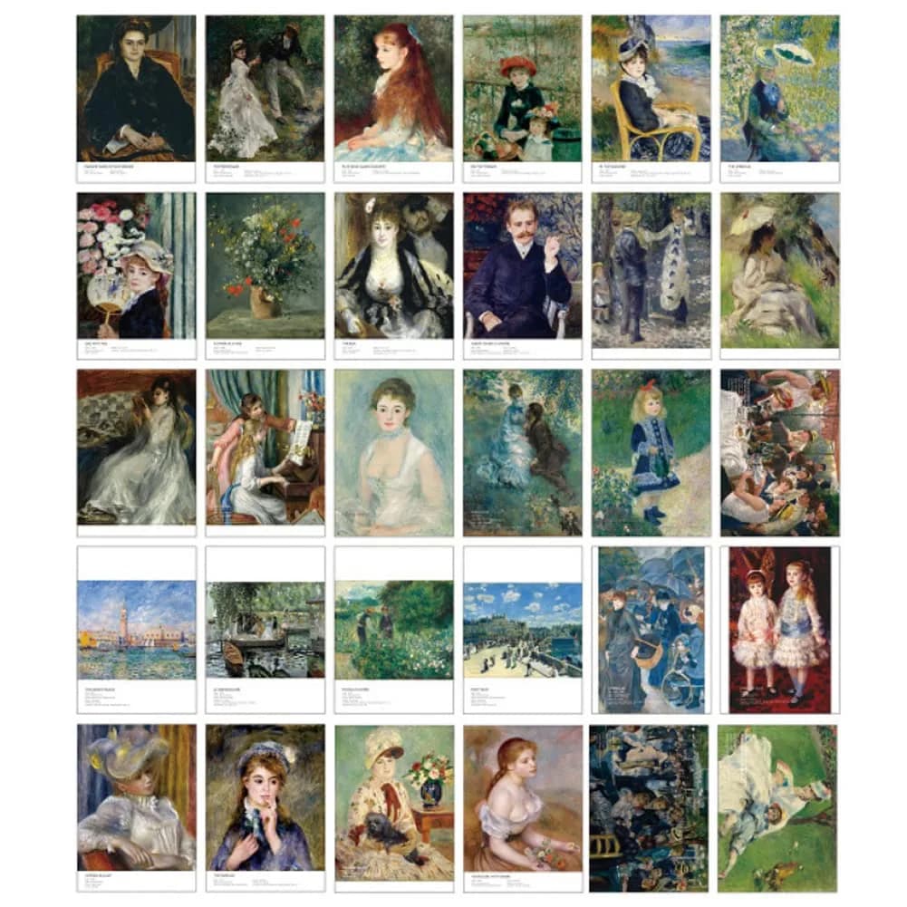 HOSTEESSCHOICE Pierre Auguste Renoir Art Postcards 10.16 cm x 15.24 cm (4 x 6 Inches) | 30 Famous Paintings Variety Pack