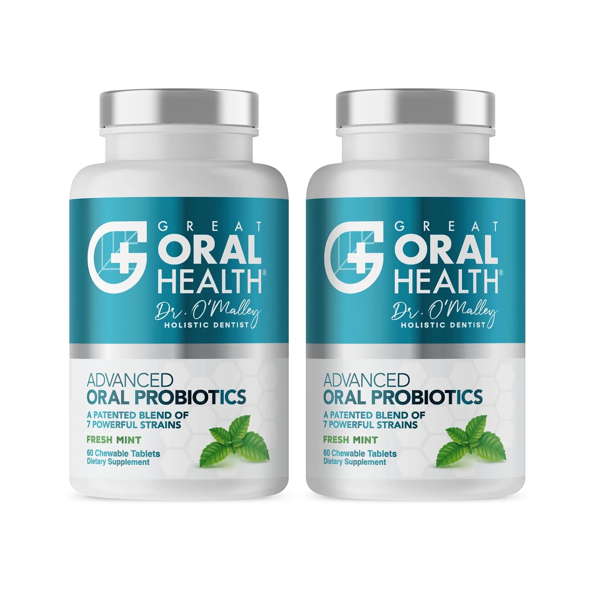 Great Oral Health Mint Oral Probiotics Supplement Tablets 60 Count (Pack of 2) | Dentist Formulated BLIS K12 M18 for Bad Breath & Gum Health