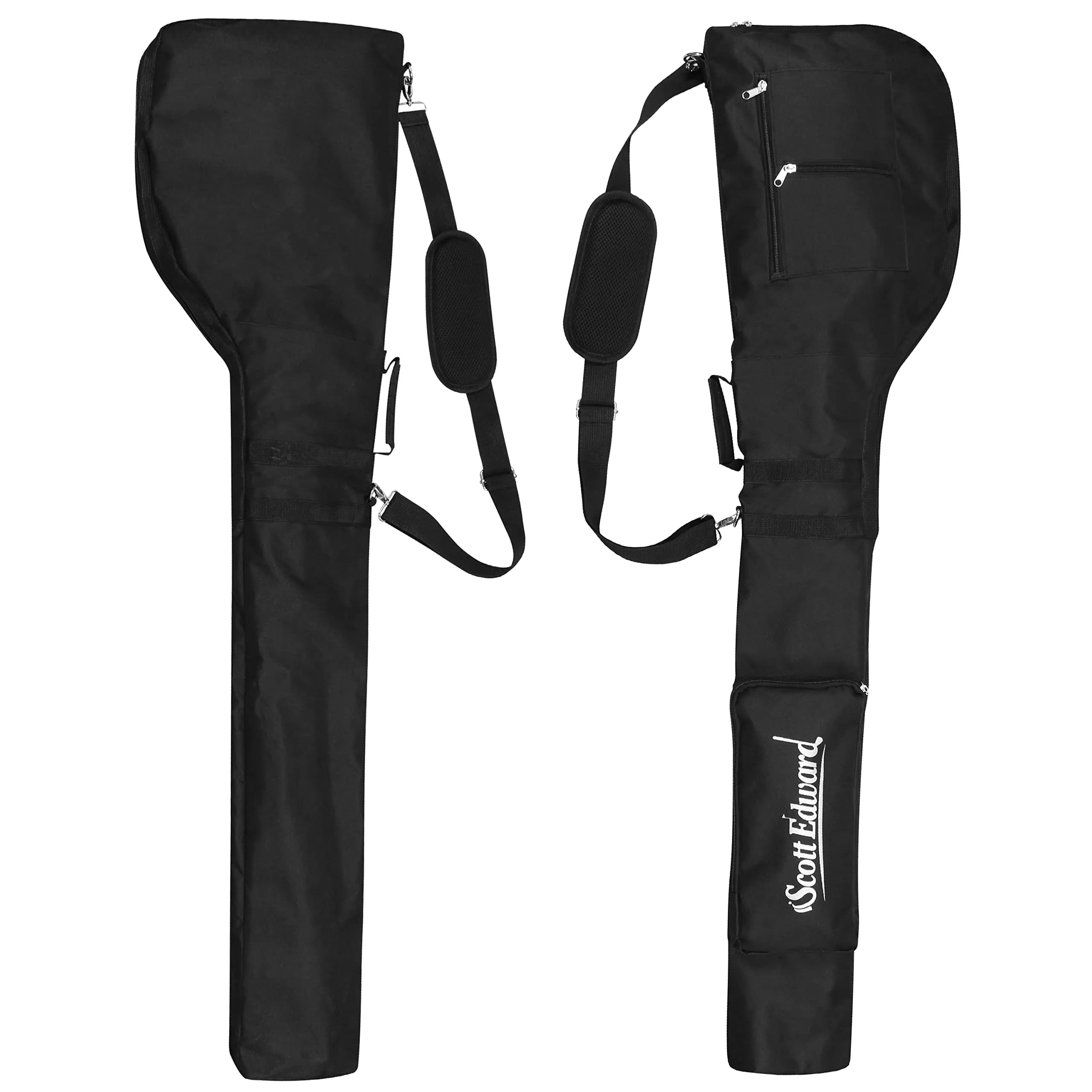 Scott Edward Foldable Golf Club Carry Bag, Portable Sunday Pencil Bag, Lightweight Waterproof Training Case, Holds 7-12 Clubs (Black White Red, 122cm/48in) — Black thumbnail 3