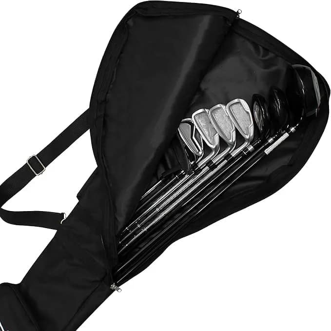 Scott Edward Foldable Golf Club Carry Bag, Portable Sunday Pencil Bag, Lightweight Waterproof Training Case, Holds 7-12 Clubs (Black White Red, 122cm/48in) — Black thumbnail 4