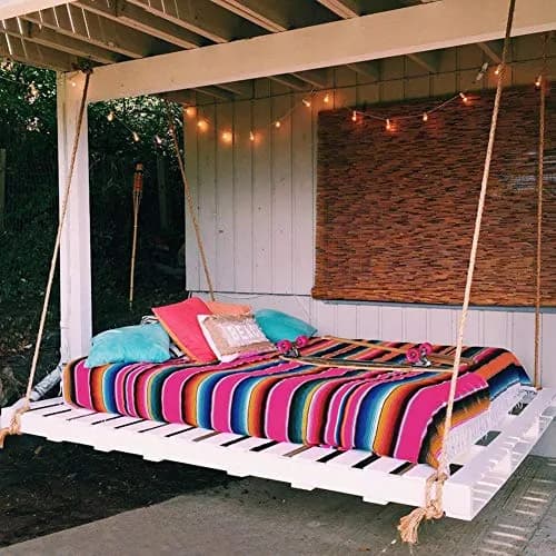 Hxezoc Pink Mexican Blanket Table Runner 150cm x 215cm | Handwoven Cotton Fiesta Decor thumbnail 6