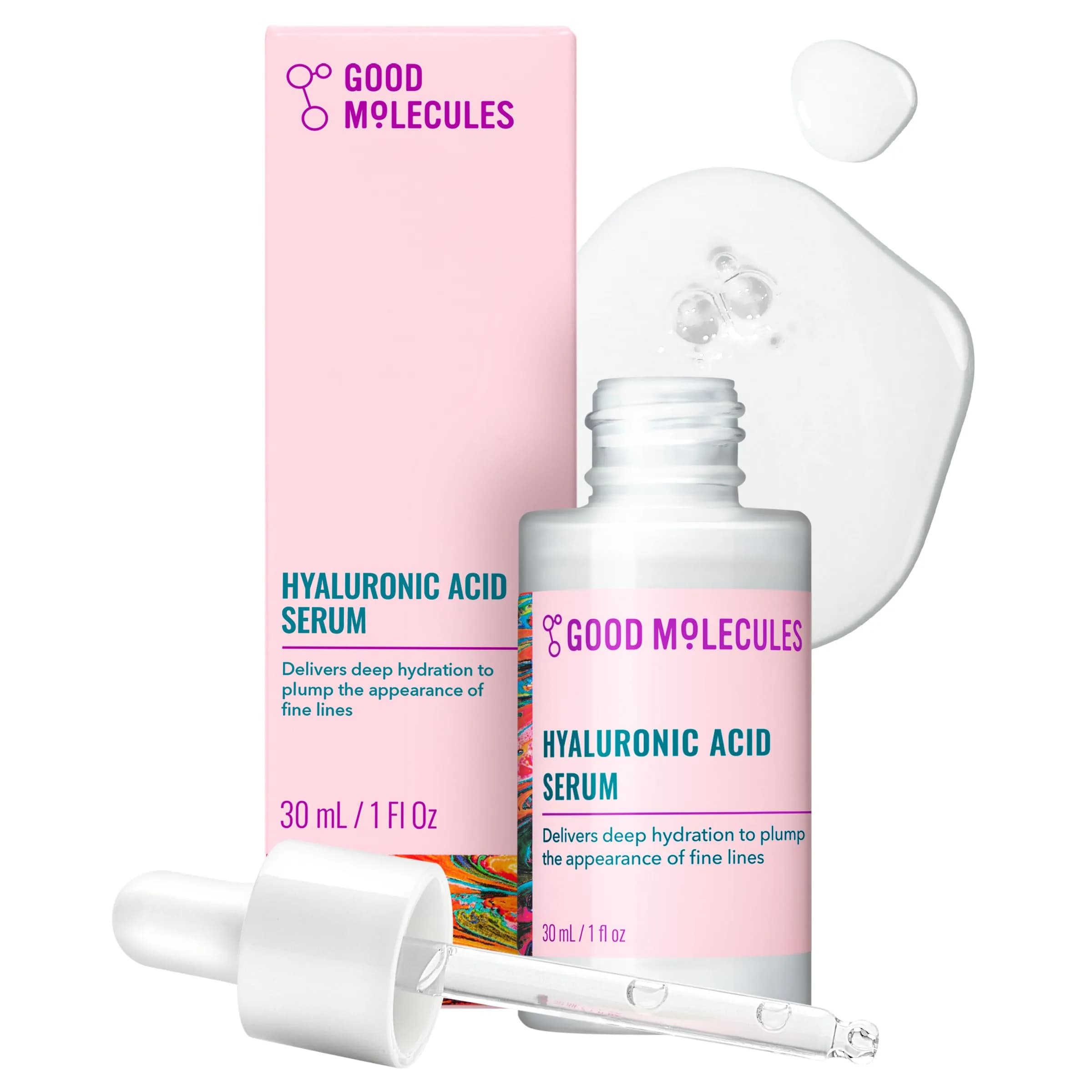 Good Molecules Hyaluronic Acid Serum 30ml (1 Fl Oz) | Ultra Hydrating Facial Moisturizer for Plumper Skin