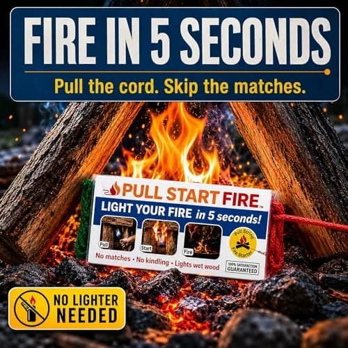 Pull Start Fire Starter, No Matches, Lights Wet Wood, 30 Count | Reliable Waterproof Fire Ignition thumbnail 2