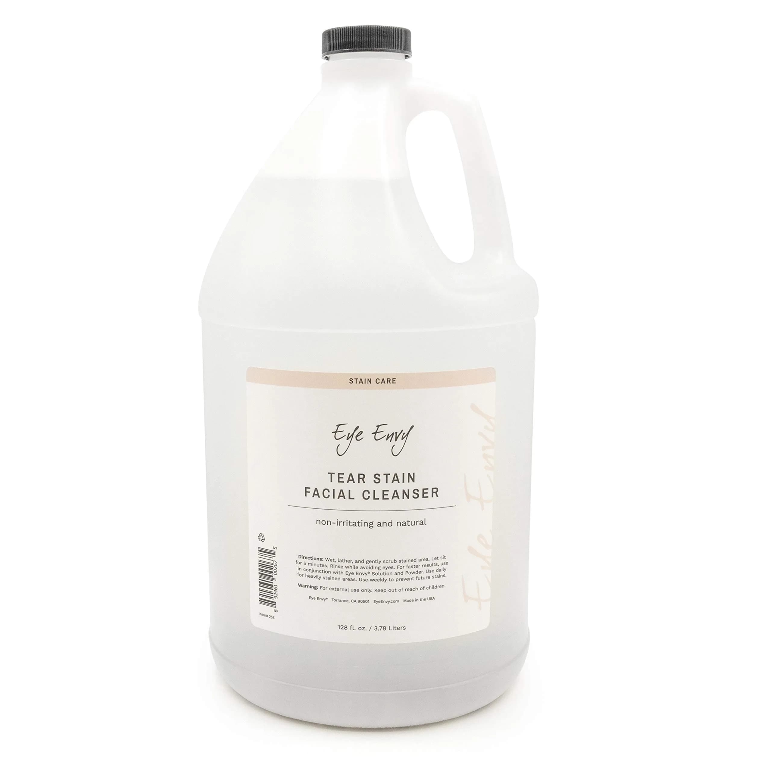 Eye Envy Tear Stain Facial Cleanser for Dogs & Cats 3.78 L (1 US Gallon) | Gentle Foaming Formula for Eye Debris & Discharge — 128 fl. oz.