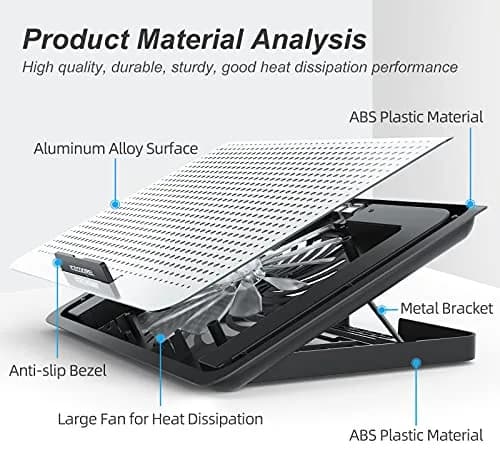 ICE COOREL Aluminum Laptop Cooling Pad with 7 Height Adjustment | Slim, Quiet & Durable thumbnail 6