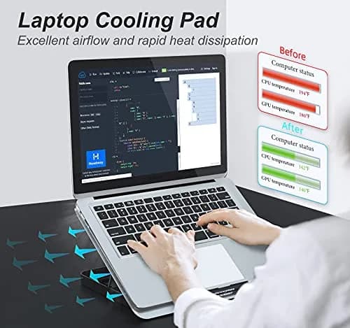 ICE COOREL Aluminum Laptop Cooling Pad with 7 Height Adjustment | Slim, Quiet & Durable thumbnail 2
