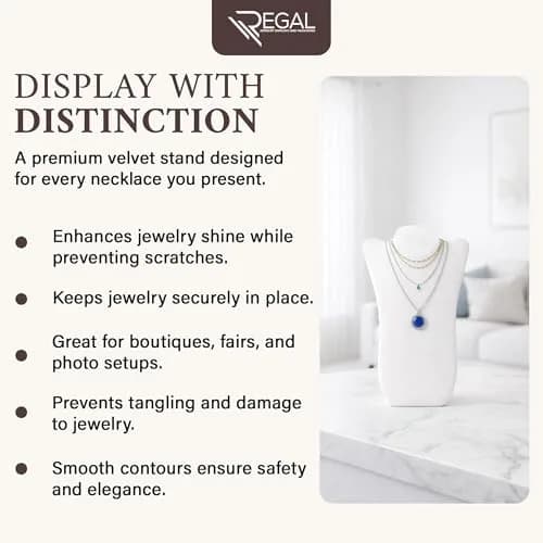 RJ Displays Velvet Necklace Jewelry Display Stand Holder 36 cm (14 inch) H | For Vendors & Retail Stores thumbnail 8