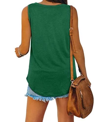 XIEERDUO Summer Tank Tops for Women Loose Fit V Neck 35% Rayon 5% Spandex Green S thumbnail 6