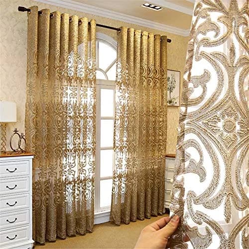 NewWPKIRA European Floral Embroidery Sheer Curtain 52x96 Inches | Elegant Grommet Top for Home & Office thumbnail 7