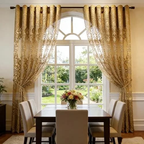 NewWPKIRA European Floral Embroidery Sheer Curtain 190cm (75"W x 102"L) | Light Filtering Panels thumbnail 4