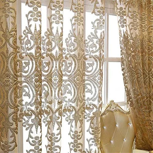 NewWPKIRA European Floral Embroidery Sheer Curtain 190cm (75"W x 102"L) | Light Filtering Panels thumbnail 6