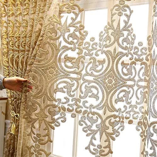 NewWPKIRA European Floral Embroidery Sheer Curtain 259cm (102") | Light Filtering Grommet Top Panel thumbnail 5