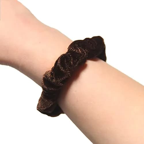 LFOUVRE Small Velvet Scrunchies 10-Pack | Mini Thin Elastic Hair Ties for Thick and Thin Hair, Coffee thumbnail 6
