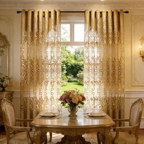 NewWPKIRA European Floral Embroidery Sheer Curtain 243.84 cm (96" L) | Light Filtering Grommet Top Panel thumbnail 2