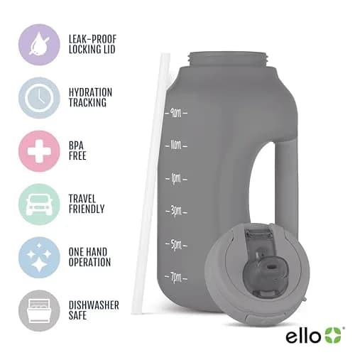 Ello Hydra 64oz Water Jug with Time Markers | BPA-Free Plastic, Leakproof & Reusable thumbnail 2
