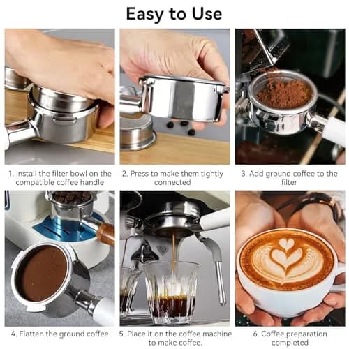 Agatige 51mm Double Layer Stainless Steel Coffee Filter Basket for Espresso Machines (Double Cup) thumbnail 6
