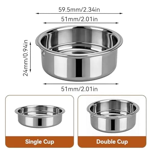Agatige 51mm Double Layer Stainless Steel Coffee Filter Basket for Espresso Machines (Double Cup) thumbnail 2