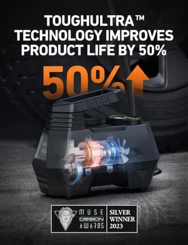 AstroAI AIRUN H Tire Inflator Portable Air Compressor 12V DC 35L/min | Fast Inflation for Car, Motorcycle, Bike Tires thumbnail 5