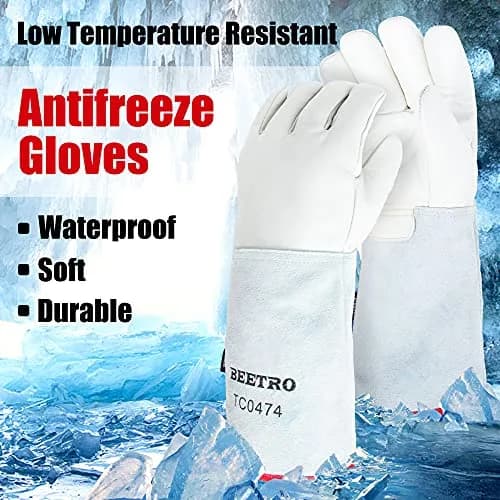 BEETRO Cryogenic Gloves for Liquid Nitrogen Handling -180°C (-292°F) | 14 Inch Length, Waterproof Leather thumbnail 3