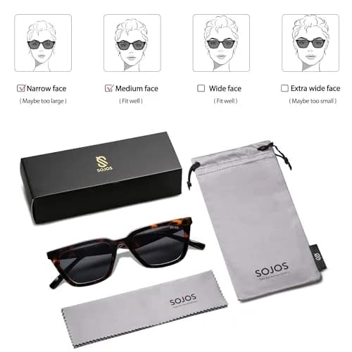 SOJOS Polarized Narrow Square Cateye Sunglasses SJ2169 Tortoise/Grey 51mm (2.01in) | UV400 Protection thumbnail 6