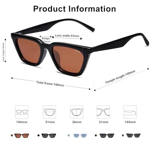 SOJOS Polarized Narrow Square Cateye Sunglasses SJ2169 Black/Brown | UV400 Protection for Eyes thumbnail 3