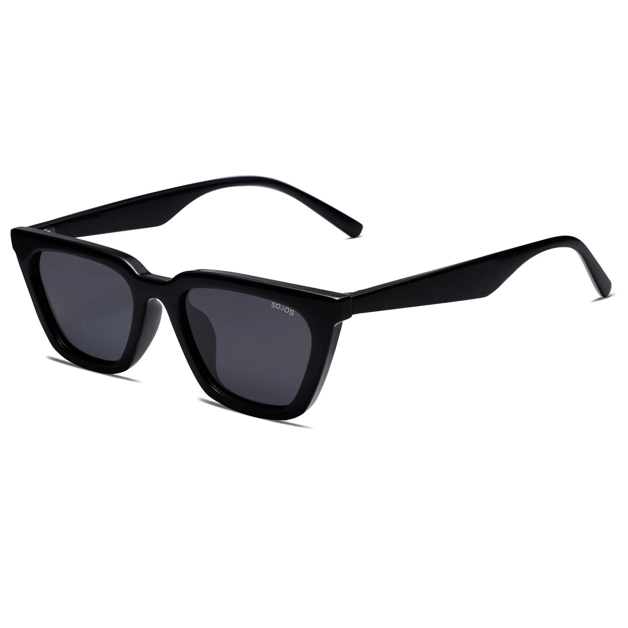 SOJOS Polarized Narrow Square Cateye Sunglasses SJ2169 Tortoise/Grey 51mm (2.01in) | UV400 Protection — Black/Grey